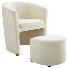 Modway Divulge Velvet Arm Chair And Ottoman Set With Ivory Finish EEI-3607-IVO