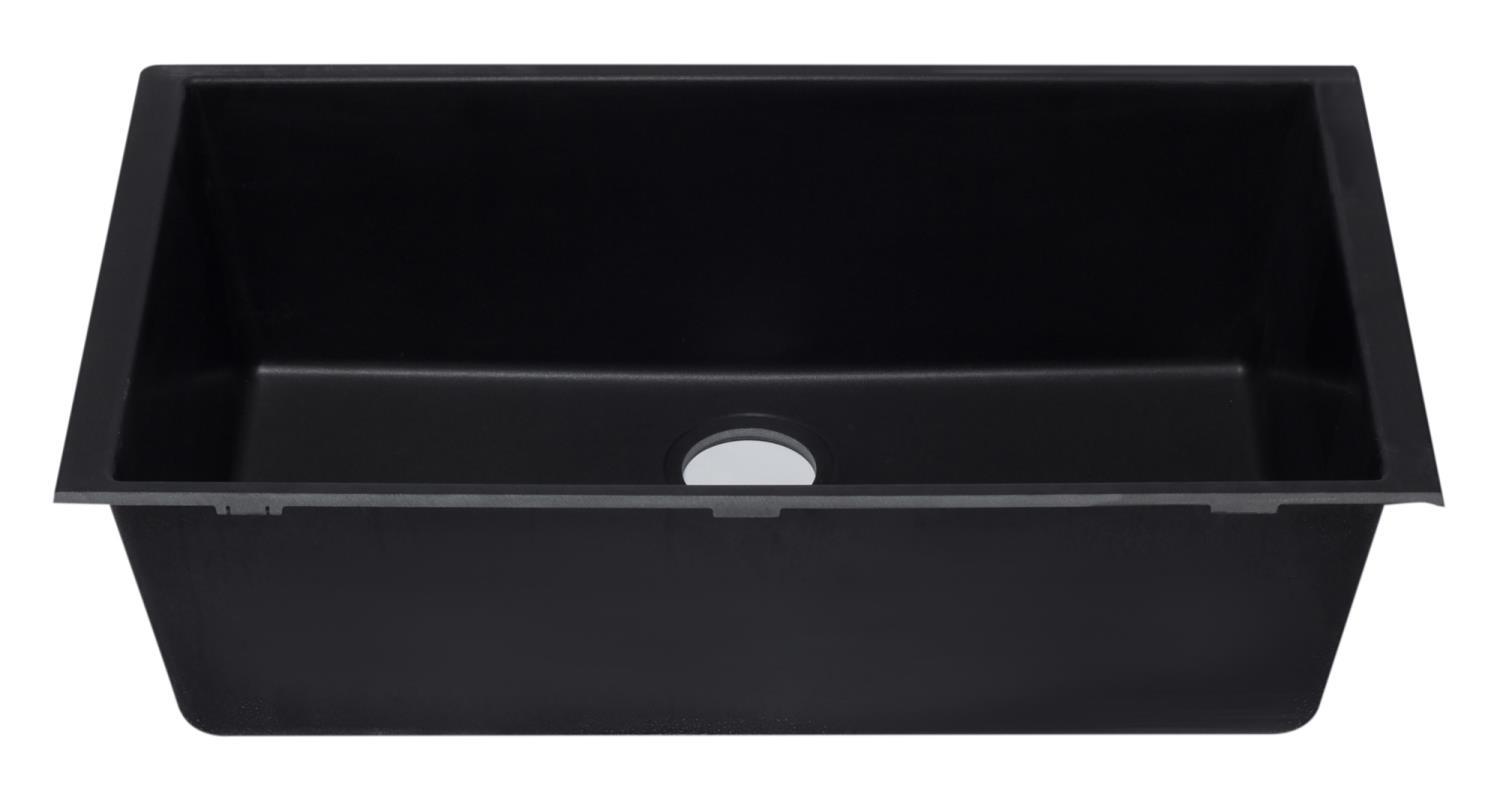 ALFI brand Single Bowl Undermount Granite Composite Kitchen Sink AB3322UM-BLA