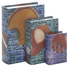 Wood Canvas Book Box Set 3 12", 9", 6 40991