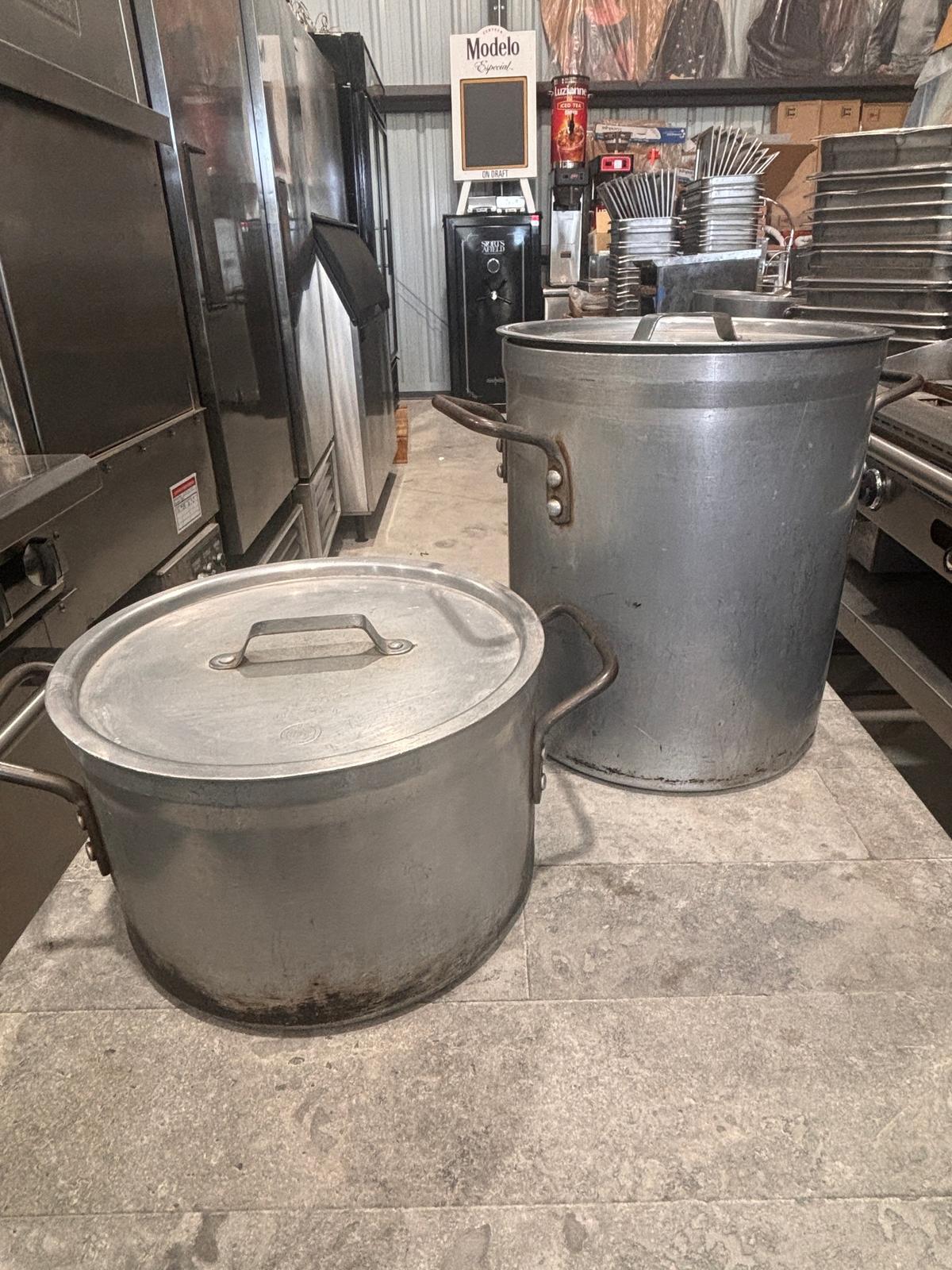 (2) Large S.S. Stock Pots w. Lids