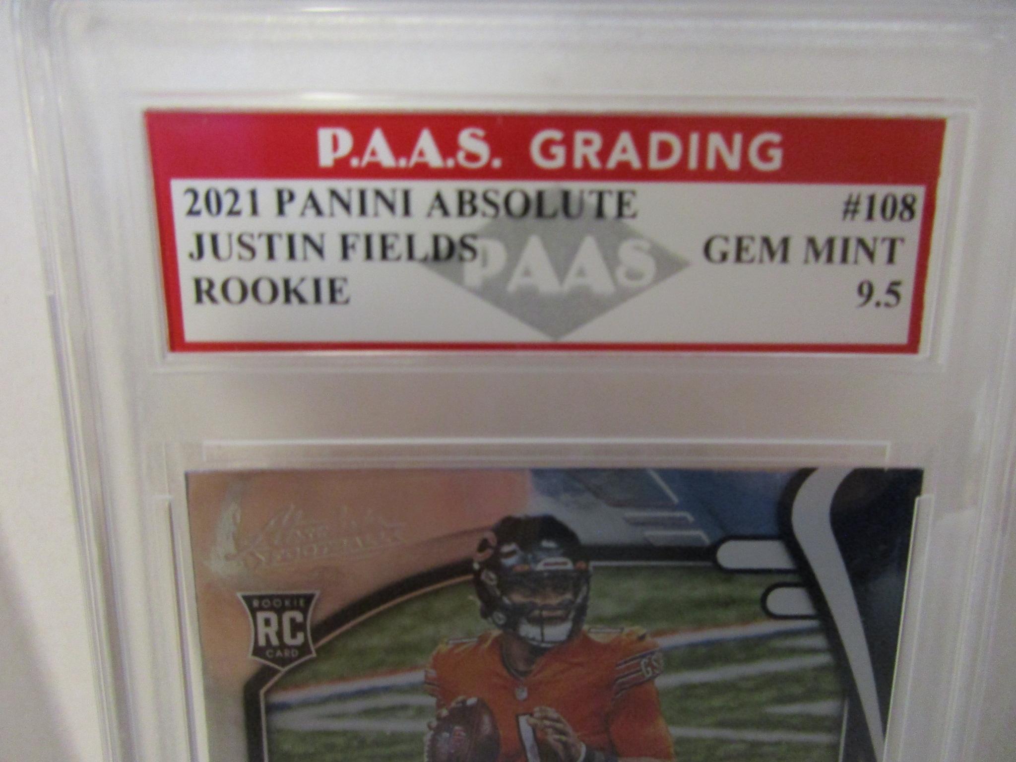 Justin Fields Chicago Bears 2021 Panini Absolute ROOKIE #108 graded PAAS Gem Mint 9.5