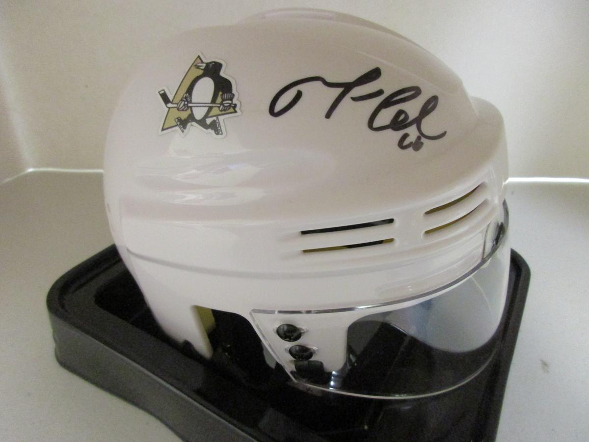 Mario Lemieux of the Pittsburgh Penguins signed autographed hockey mini helmet PAAS COA 821