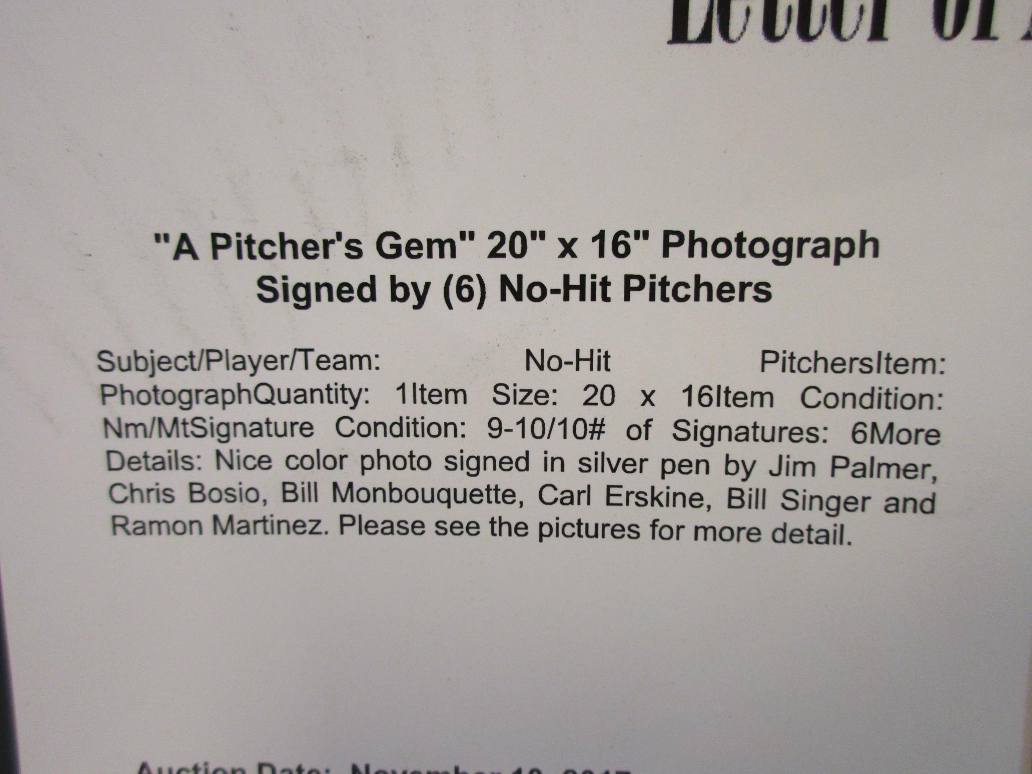 Carl Erskine Jim Palmer Chris Bosio Bill Singer +2 others signed 16x20 NO Hitter photo Sig Auctions