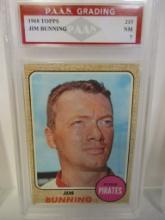 Jim Bunning Pirates 1968 Topps #215 graded PAAS NM 7