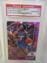 Tyrese Maxey Kentucky 2020 Prizm DP Pink Cracked Ice Prizm ROOKIE #54 graded PAAS Gem Mint 10