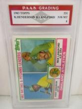 Rickey Henderson Rick Langford A's 1983 Topps #531 graded PAAS NM-MT 8