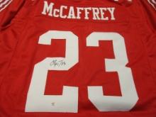 Christian McCaffrey of the San Francisco 49ers signed autographed football jersey PAAS COA 496