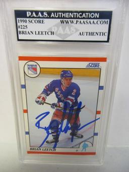 Brian Leetch of the NY Rangers signed autographed slabbed sportscard PAAS Holo 488