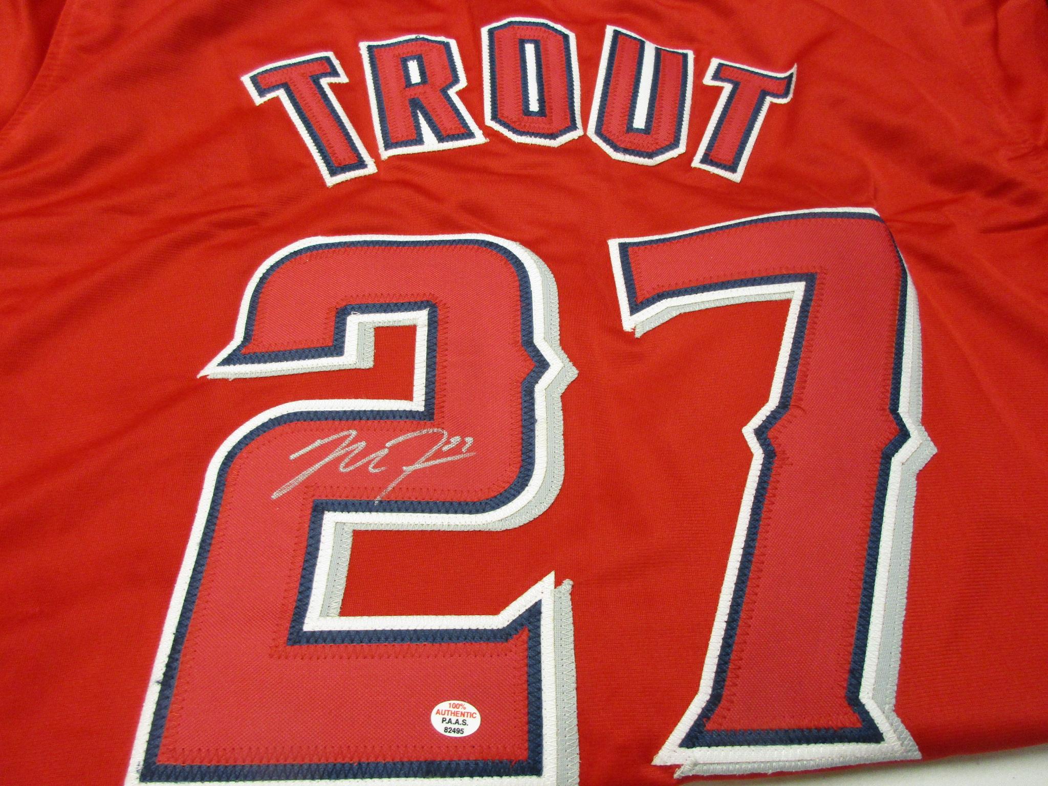 Mike Trout of the LA Angels signed autographed baseball jersey PAAS COA 495