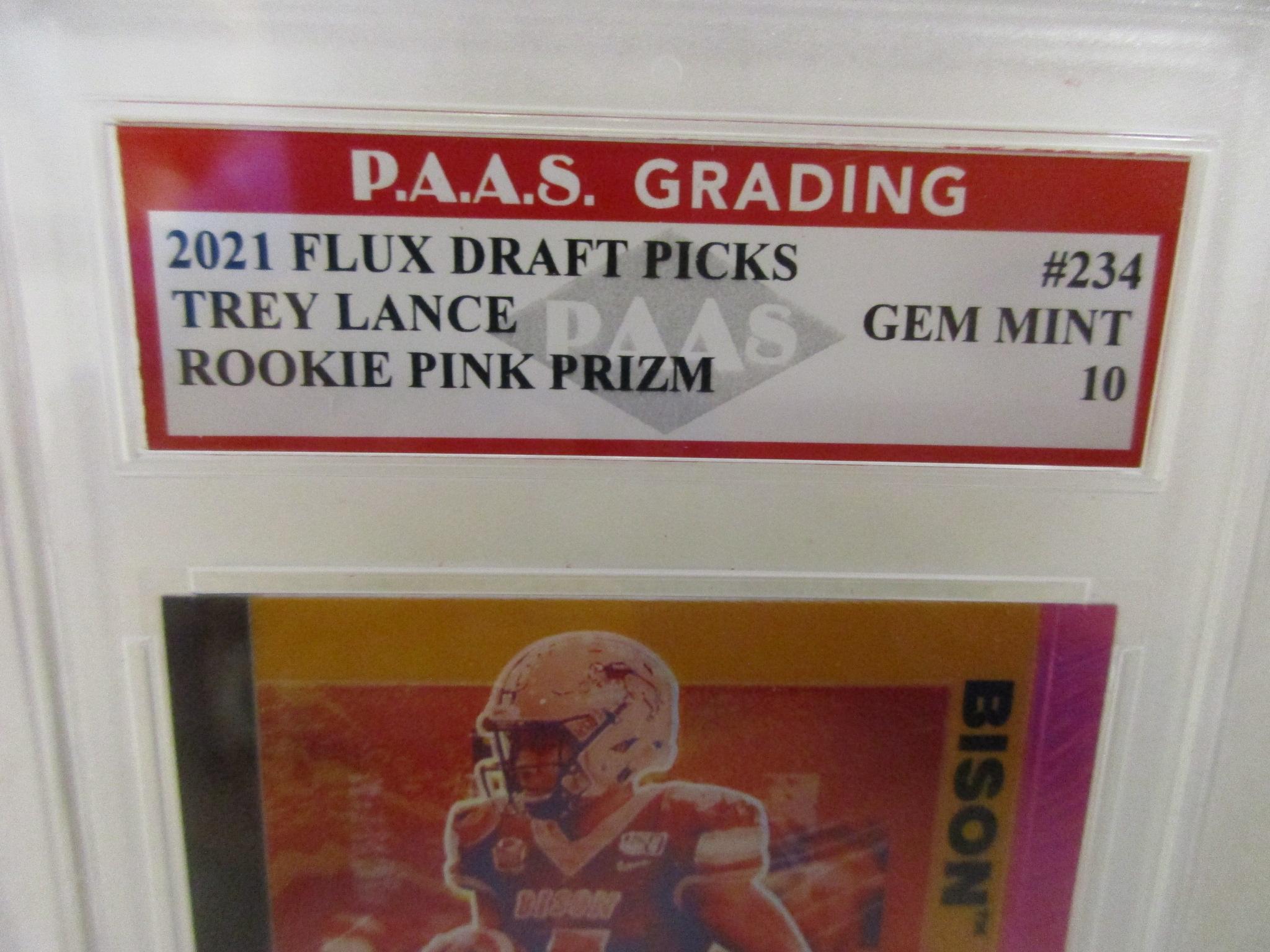 Trey Lance Bison 2021 Flux Draft Picks Rookie Pink Prizm #234 graded PAAS Gem Mint 10