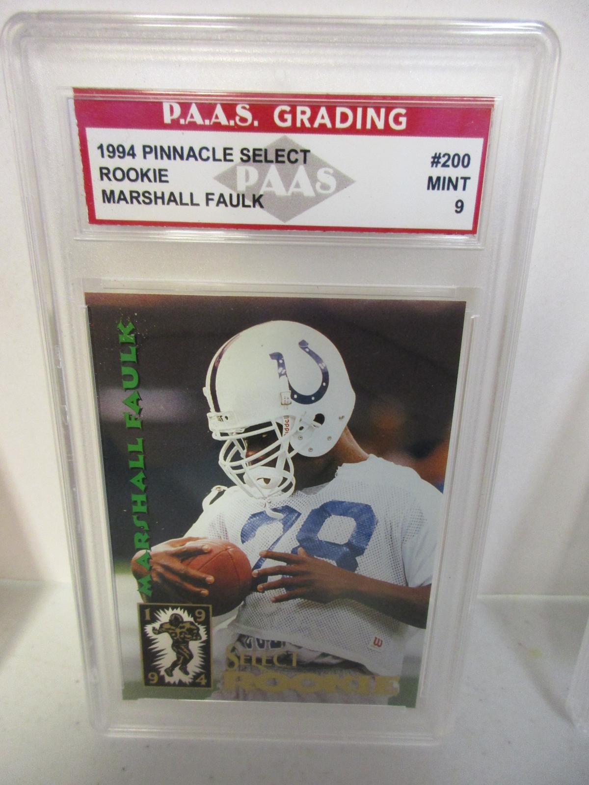 Marshall Faulk Colts 1994 Pinnacle Select ROOKIE #200 graded PAAS Mint 9