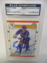 Brian Leetch of the NY Rangers signed autographed slabbed sportscard PAAS Holo 488
