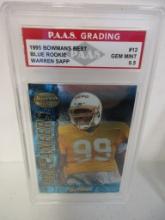 Warren Sapp Buccaneers 1995 Bowmans Best Blue ROOKIE #12 graded PAAS Gem Mint 9.5