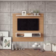 BRAND NEW INDOOR 71" TV BOARD WITH SHELF WHITE/WALNUT