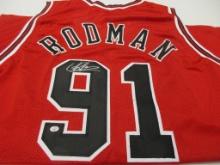 Dennis Rodman of the Chicago Bulls signed autographed basketball jersey PAAS COA 352