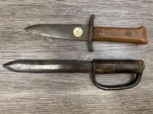 LOT OF (2) ANTIQUE CIVIL WAR PERIOD FIGHTING KNIVES, circa. Mid 19th century.