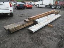 ASSORTED 4'' X 12'' X 14'' & 3'' X 6'' X 12' PRESSURE TREATED WOOD BEAMS, & ASSORTED 4'' X 12'' &