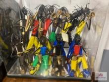 Metal figures with instruments Handcrafted in Africa in display case 21 x 23 x 15