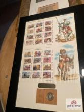 Spanish Don Quixote Spanish silver coin and stamp Framed