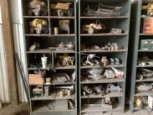 2 SHELFS AND CONTENTS , TONKA TRUCKS, TONKA WHEEL LOADERS,