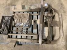 A PALLET OF, PULLERS, DRILL BITS, SEMI TIRE DOLLY