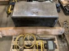 A PALLET OF, COMMERCIAL TRUCK, HALOGEN LIGHTS, BOX OF BROOM