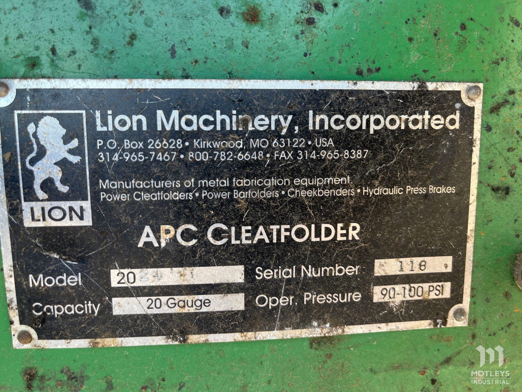 Lion Machinery APC Cleatfolder 2024 Cleat Bender