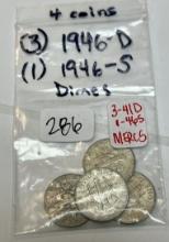 4 Mercury Dimes - Misc