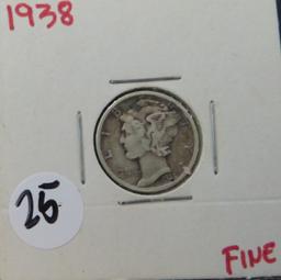 1938- Mercury Dime