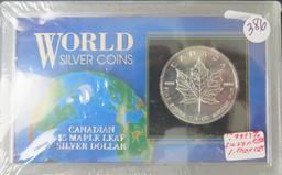 1989- Canadian $5 Maple Leaf Silver Dollar