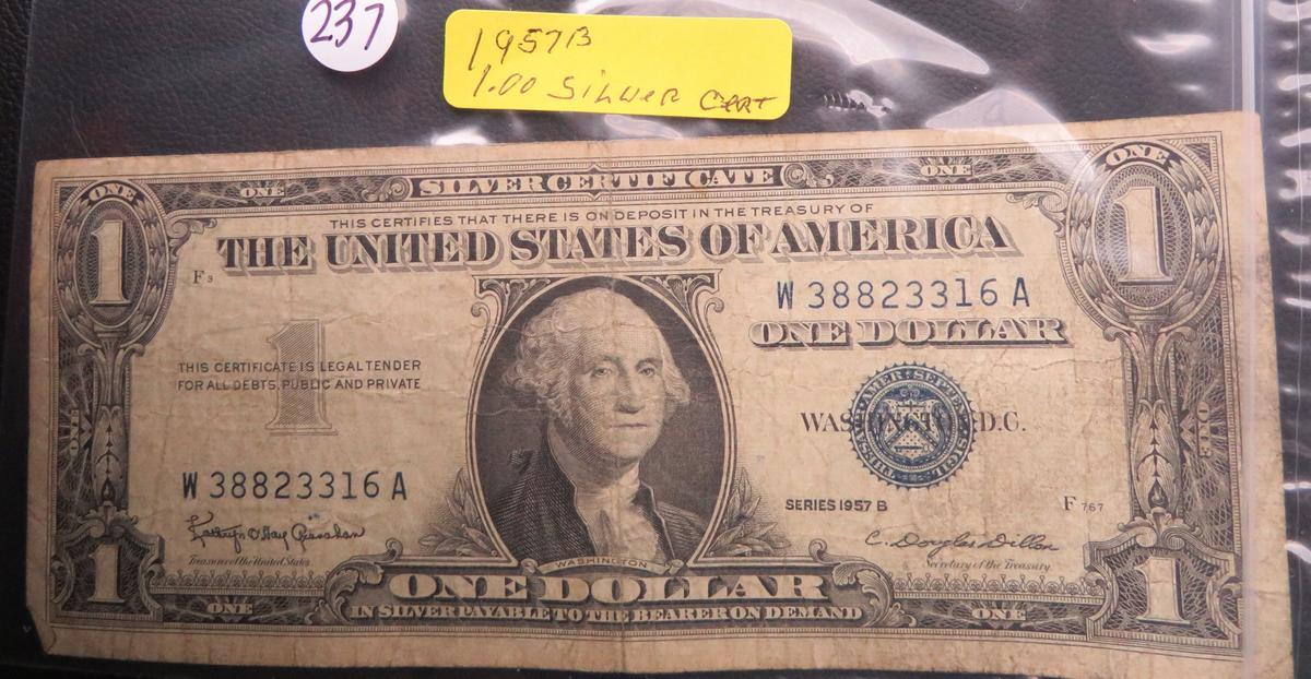 1957-B Silver Certificate One Dollar