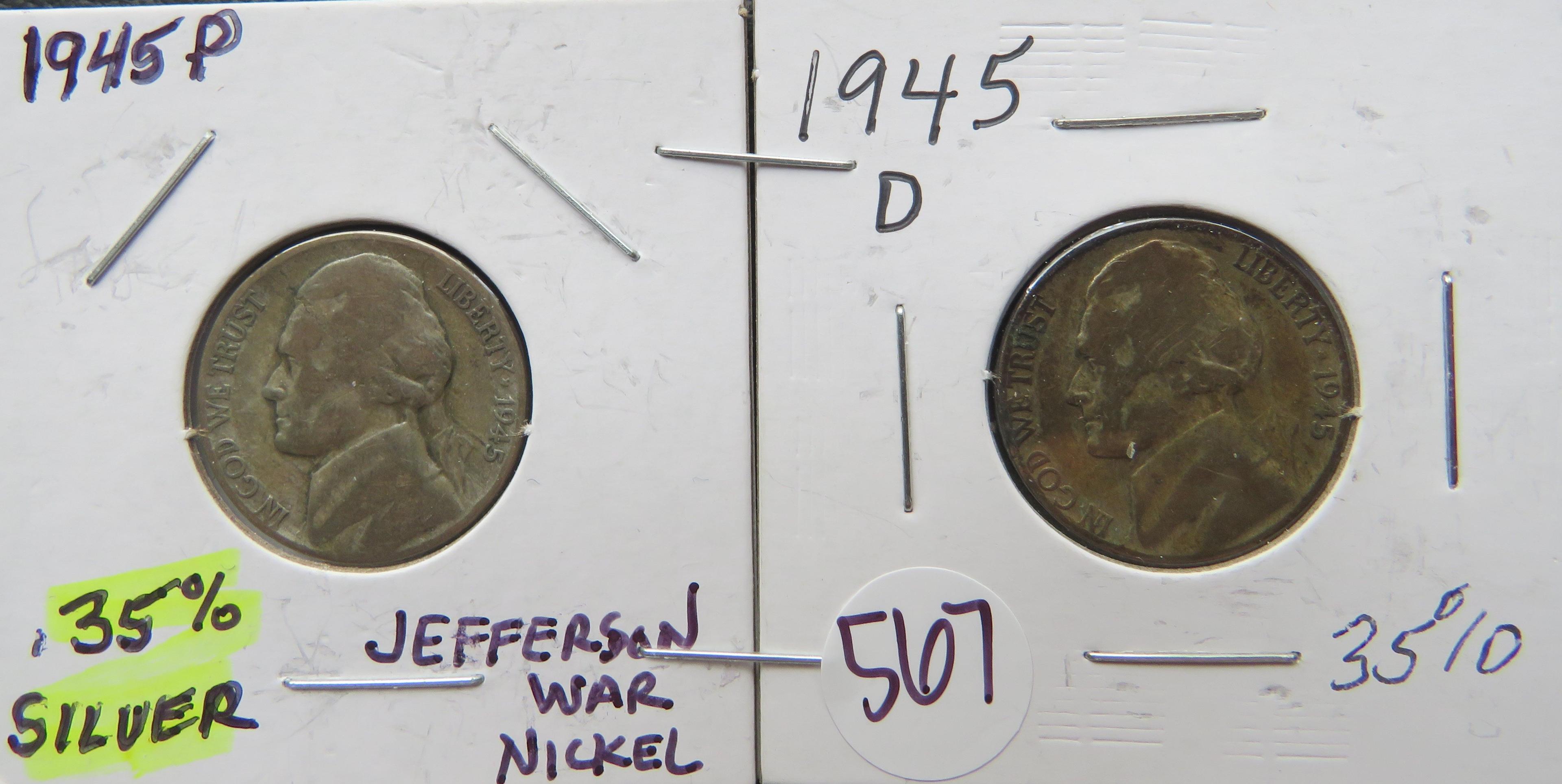 1945- P/D Jefferson War Nickels