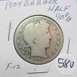 1904-Silver Barber Half Dollar