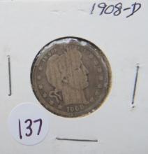 1908-D Barber Quarter