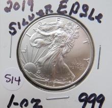 2019- Silver Eagle, 1 troy oz Silver