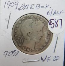 1909- Barber Silver Half Dollar