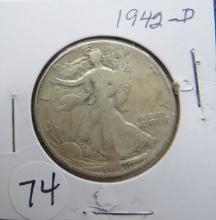 1942-D Walking Liberty Silver Half Dollar
