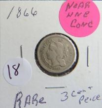 1866- Silver 3 Cent
