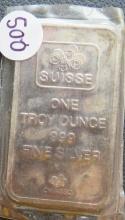 Suisse- 1 Troy Ounce Fine Silver Bar