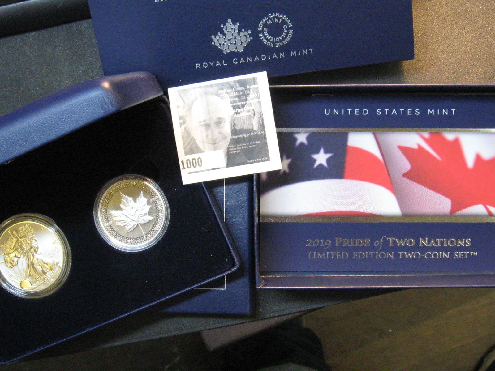 2019 Pride of Two Nations, US Mint & Royal Canadian Mint 2019W Reverse Proof American Eagle amd Proo