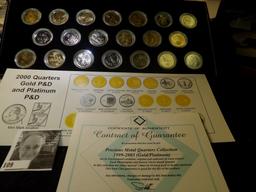 2000 P & D Precious Metal Quarters Collection (Gold/Platinum) as issued by the Collectors Alliance,