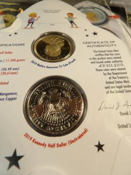 (5) 2019 United States Mint Glow in the Dark Rocketship containing 2019 S Native American Proof Doll