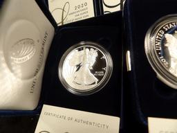 (5) 2020 West Point American Eagle Silver Dollars in original boxes as issued with COAs.