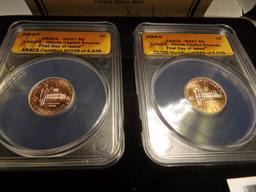 Two-piece Cased Set of 2009 P & D slabbed ANACS MS67 RD Lincoln Capitol Reverse First Day of Issue L