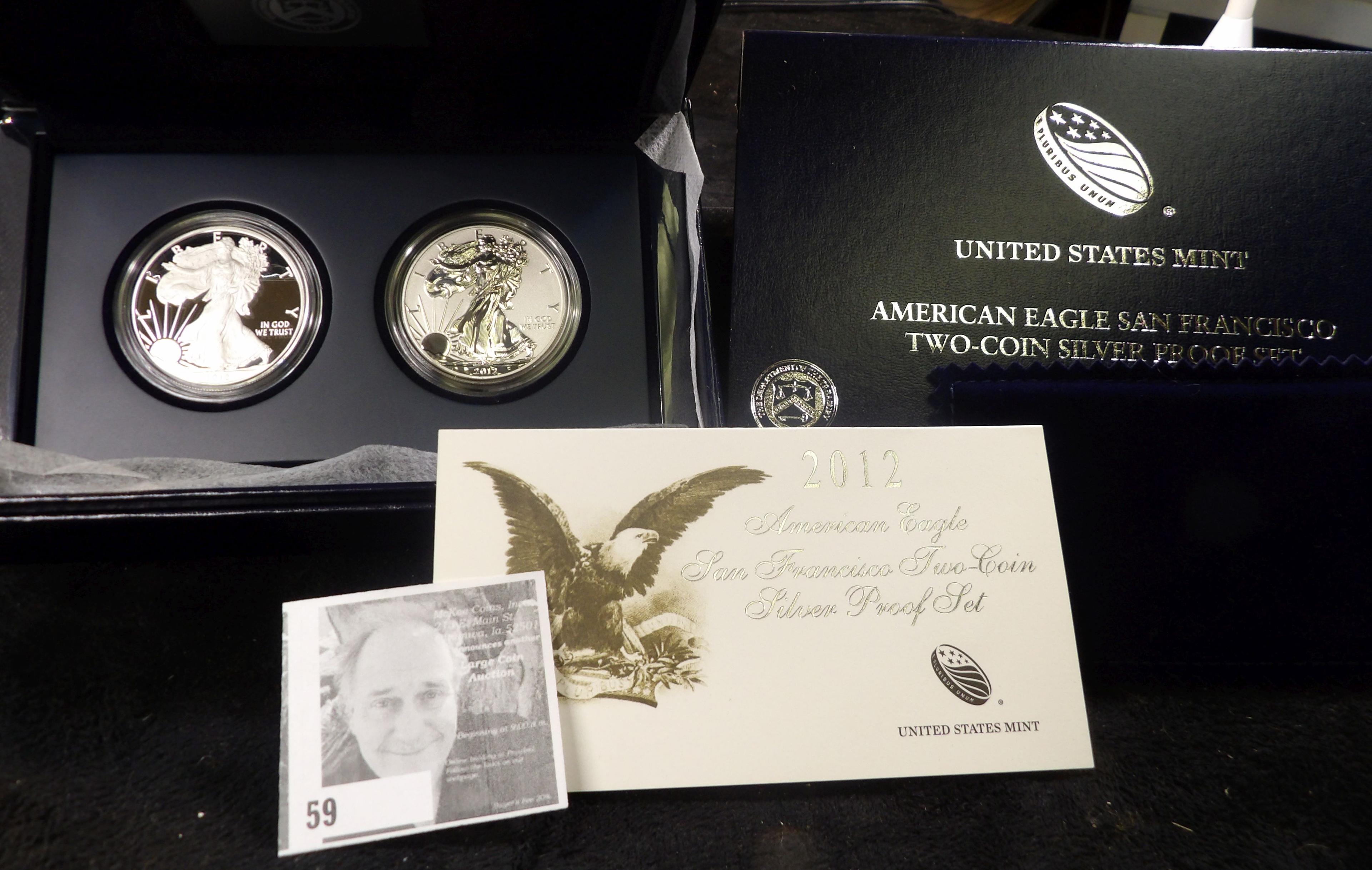 2012 American Eagle San Francisco Two-Coin Silver Proof Set in original box as issued by the U.S. Mi
