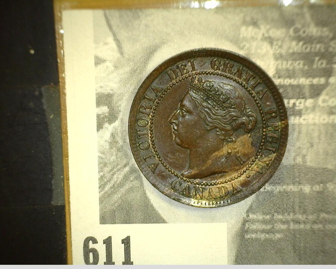 1894 Queen Victoria Canada Large Cent, AU+. Port:C4.