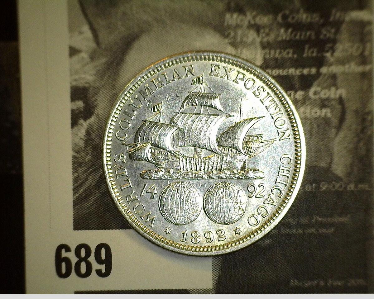 1892 Columbian Exposition Commemorative Silver Half Dollar, Uncirculated.