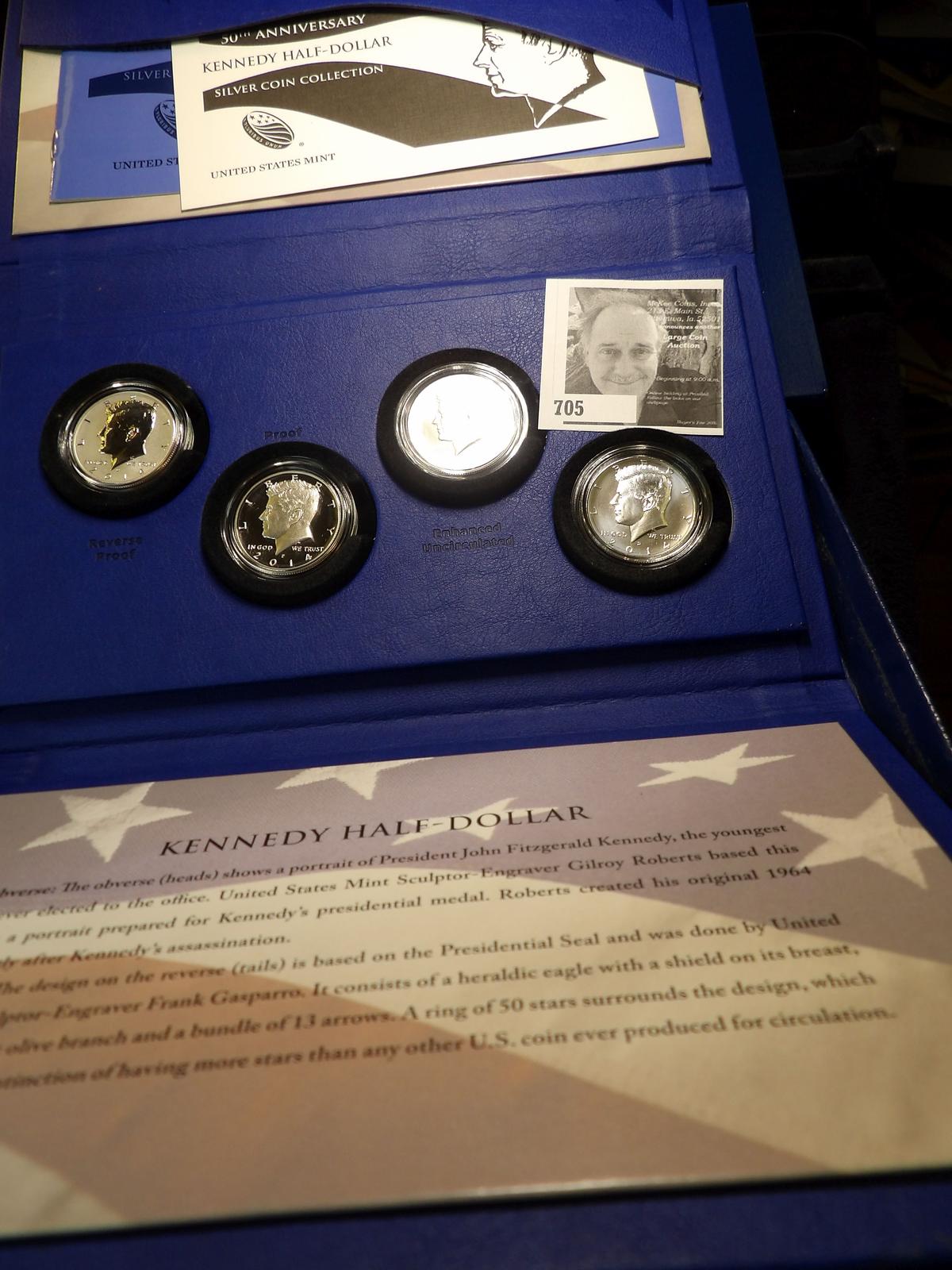 50th Anniversary Kennedy Half-Dollar Silver Coin Collection, original as issued by the U.S. Mint. Co