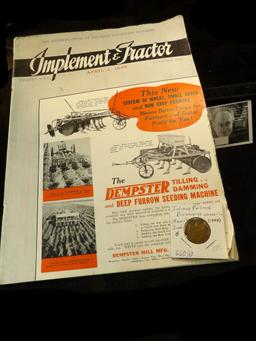 April 1, 1939 Magazine "The Business of the Farm Equipment Industry Implement & Tractor"; & (1948) I