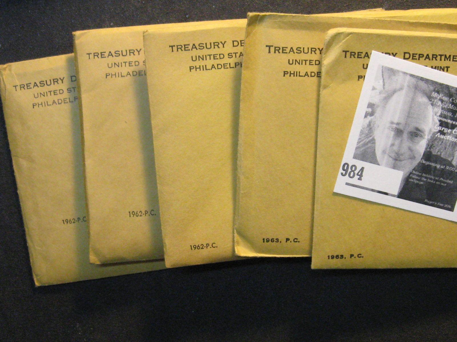 (3) 1962 & (2) 1963 US Proof Sets Unopened Original as Issued.